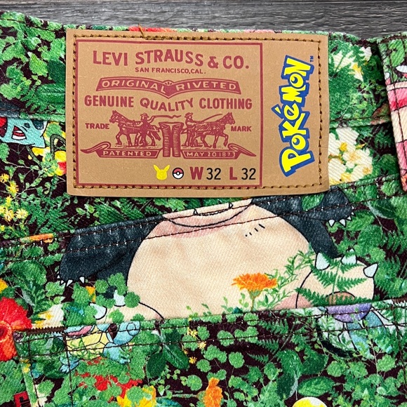 Levi's Pokemon Garden Denim Jeans Straight Size 32X32 - Picture 5 of 9